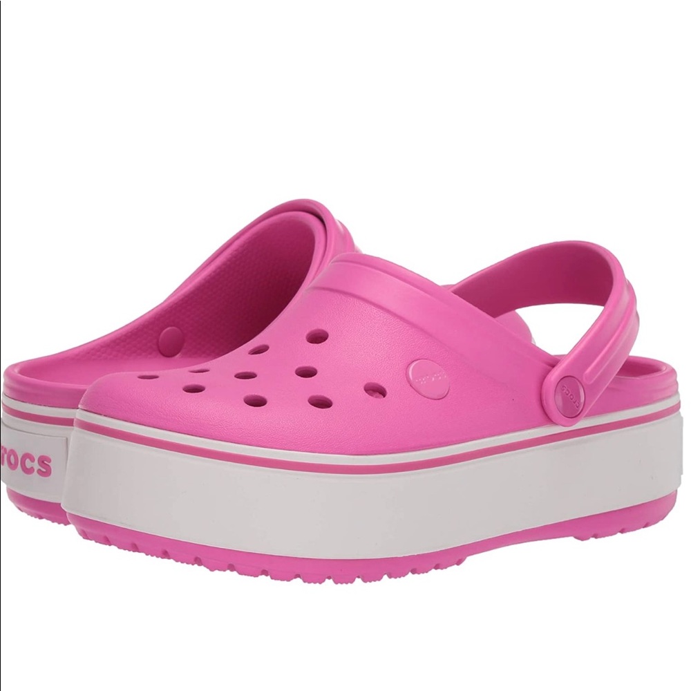 New never worn pink platform Crocs